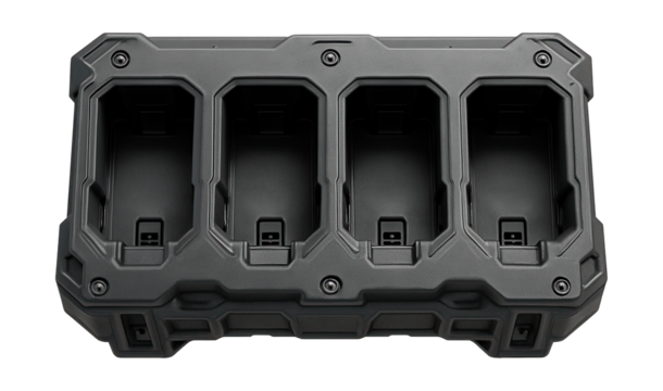 Reinforced base station with docking bays for secure anchoring.