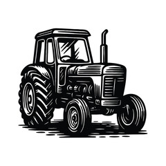 Hand drawn illustration of classic farm tractor.
