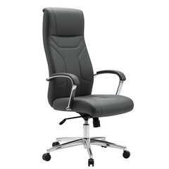 Fototapeta premium Modern executive office chair with chrome accents isolated on transparent background