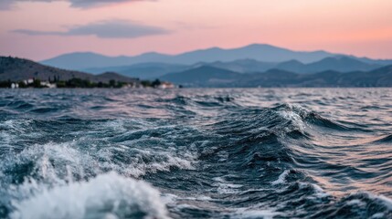 Waves crashing against shoreline coastal landscape nature photography serene environment panoramic view tranquility