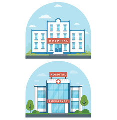Flat illustration of a modern hospital building . Easy editable vector illustration