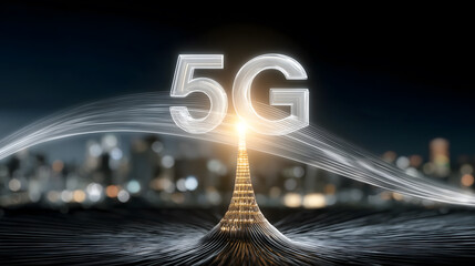 A vibrant night sky illuminates Glowing light bulb as a 3d symbol for wireless internet connection on black background