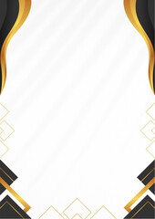 A refined white background with smooth gold curved borders and subtle geometric accents.