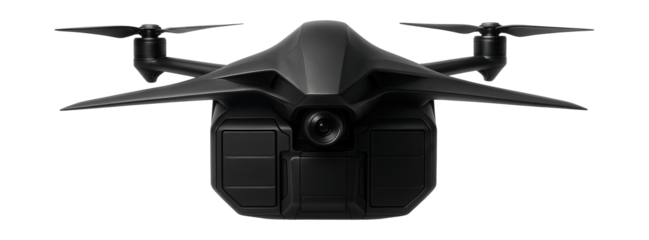 Stealthy drone featuring a sleek design and built-in cargo compartments.