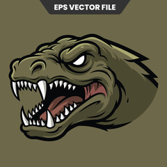 Ferocious Dinosaur Head with Sharp Teeth and Intense Gaze.