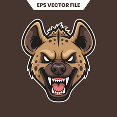 Ferocious Hyena Head Mascot Illustration with Aggressive Expression.