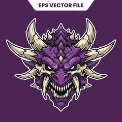 Fierce Purple Dragon Head with Sharp Teeth and Horns 1.