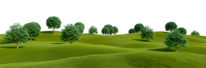 Vibrant green landscape with lush trees