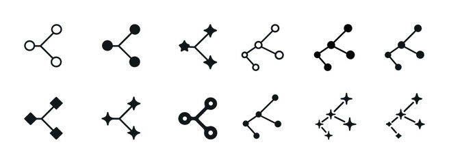 Various geometric network symbol designs in black and white