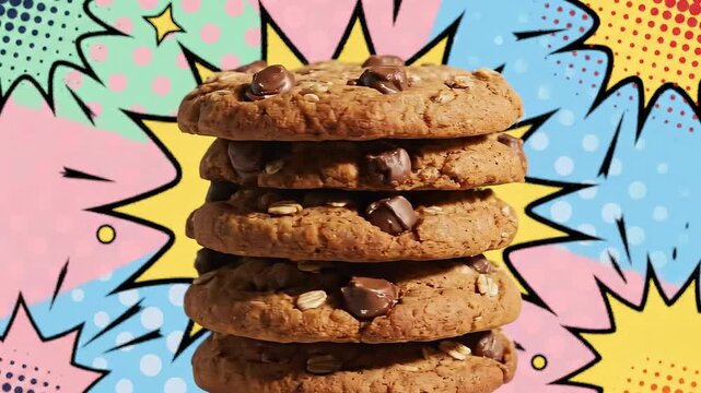 Gluten Free Cookie Stack Pop Art Background Celebration