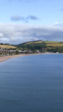 Aerial Flyover of Rosemarkie Beach and Coastal Village in Scotland