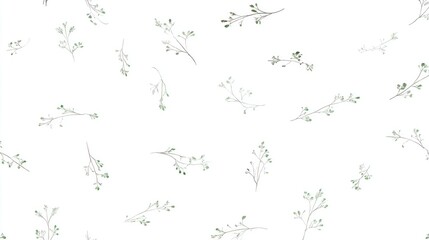 A delicate pattern of slender branches and leaves against a white background, evoking a sense of nature and tranquility.