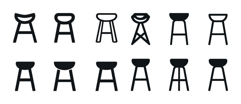 Silhouette set of twelve modern bar stools in various designs