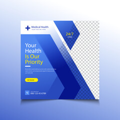 Health and wellness social media poster with medical and fitness theme 1