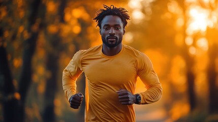 African american man running outdoors urban park fitness photograph natural environment dynamic viewpoint health and wellness
