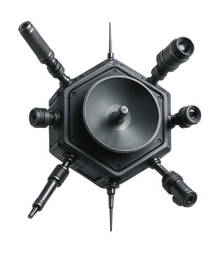 Hexagonal probe featuring various sensors and a central comm dish.