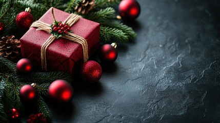 Fototapeta premium Decorating for christmas festive baubles and gifts home interior holiday scene cozy atmosphere vibrant display