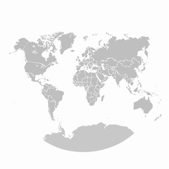 Fototapeta premium Precise vector world map on a crisp white background, illustrating all continents and country borders for educational, travel, and geopolitical themes