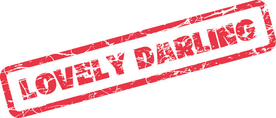 Sweet red distressed rubber stamp proclaiming Lovely Darling for expressions of endearment and affection