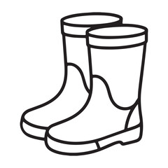 Simple line drawing of a pair of tall rubber rain boots