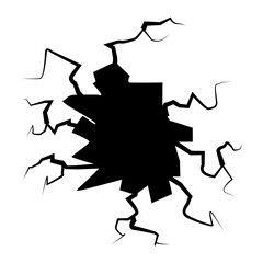 Crack concrete wall texture, Set of vector illustrations of cracks.