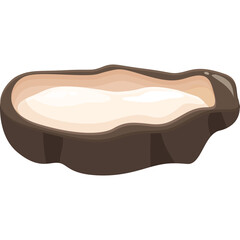 Naturalistic Brown Stone Bowl Filled With White Creamy Liquid Showing Subtle Gradients Against a Transparent Background