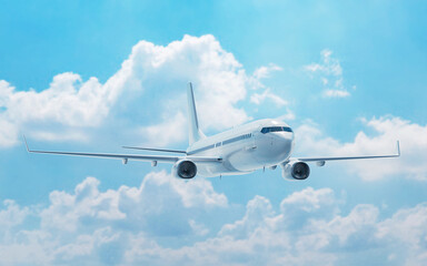 Jet Airplane Flying in the Blue Sky