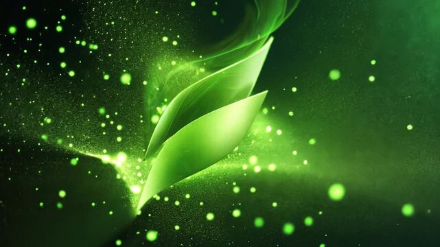 Abstract Green Leaf: A stylized, vibrant green leaf emerges, symbolizing growth and renewal. A modern artistic representation, capturing the essence of nature's beauty and the freshness