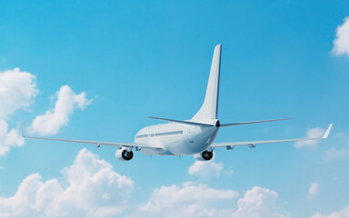 Jet Airplane Flying in the Blue Sky