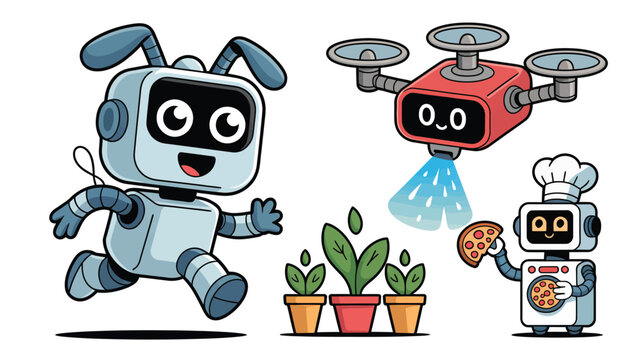 Robots and ai automation concepts vector