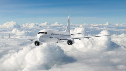 Jet Airplane Flying in the Blue Sky