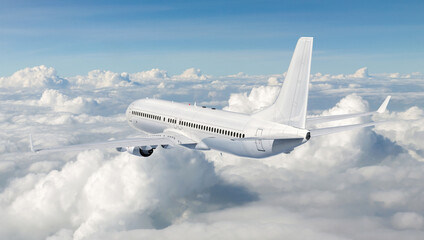 Obraz premium Jet Airplane Flying in the Blue Sky