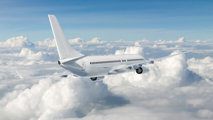 Jet Airplane Flying in the Blue Sky