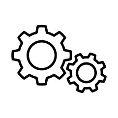 Thin-stroke outline gear icon with precise mechanical detailing. Suitable for themes of technology, engineering, system settings, digital industry, and machine mechanisms.