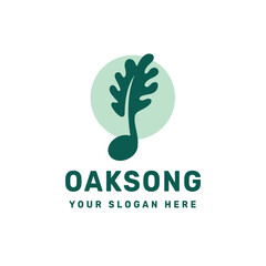 Music Note and Oak Leaf Combination Logo Design
