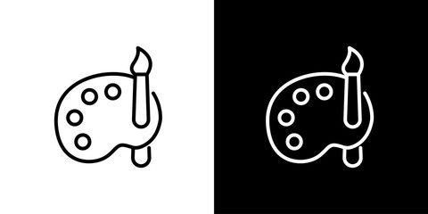 Art Palette with Brush Outline Icon in Monochrome Creative Painting Tool Design
