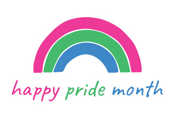 Colorful rainbow shape Polysexual pride flag Happy pride day LGBTQIA community Pride Month Vector hand drawn doodle for posters, stickers, logo, cards
