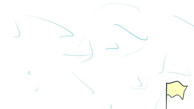 The blue color represents air currents or wind. The flag flutters under these gusts of air masses.