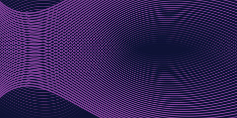 Abstract Colorful Wavy Line Background with Gradient Flow on Dark Blue