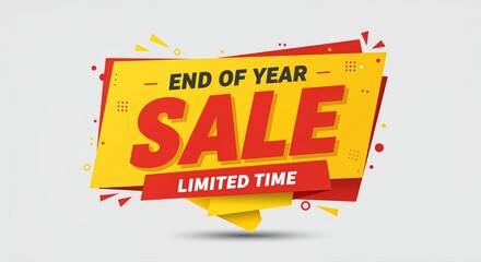 End of Year Sale: Bold, geometric design featuring the words 'End of Year Sale' ,an eye-catching banner perfect for marketing promotions. 