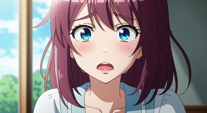 Anime Character's Emotional Revelation: A captivating close-up of an anime character expressing a spectrum of emotions, from surprise to vulnerability. Expressing a sense of depth and relatability.