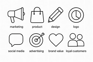 Business Icons: A collection of sleek, minimalist icons representing various business concepts, each carefully designed to convey essential elements of commerce and communication.