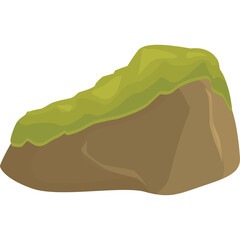 Moss Covered Brown Rock With A Textured Surface And A Translucent Background Isolated On White