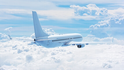 Jet Airplane Flying in the Blue Sky