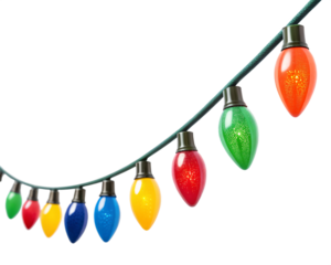 Festive Garland: A vibrant strand of colorful lights strung together, ready to brighten up any space and bring holiday cheer.