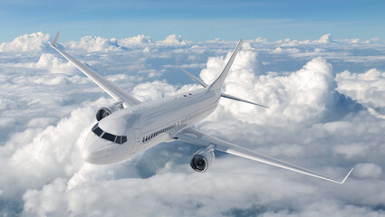 Jet Airplane Flying in the Blue Sky