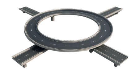 Circular interchange with a wide loop and connecting routes.