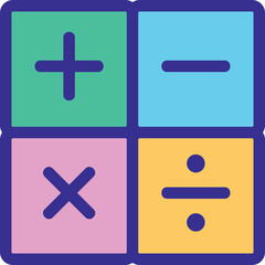 Obraz premium Mathematical Symbols Addition Subtraction Multiplication Division Icons In Vibrant Colors On A Transparent Background