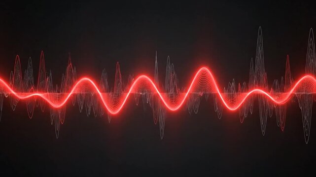 Subtle dark waveform animation with red accent curves for dynamic backgrounds