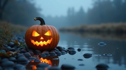 Glowing Pumpkin of Halloween Night Brings Spooky Magic to Life